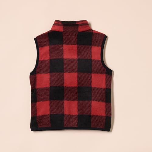 Amazon Essentials Toddler Boys' Polar Fleece Vest, Red Exploded Buffalo Check, 2T