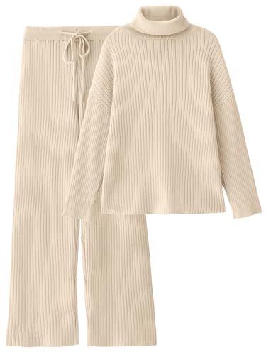 LILLUSORY Women's 2 Two Piece Outfits Lounge Sets 2024 Fall Fashion Winter Clothes Trendy Sweater Matching Pants Cozy Knit Loungewear Sweat Suits