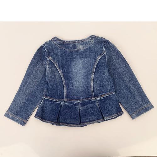 Peacolate 6M-3Years Spring Autumn Little Baby Girls Clothing Set 3pcs Long Sleeve Dress Bunny Denim Jacket and Jeans (Pink,1-2Years)