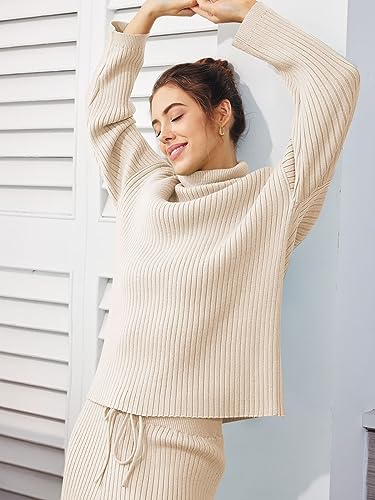 LILLUSORY Women's 2 Two Piece Outfits Lounge Sets 2024 Fall Fashion Winter Clothes Trendy Sweater Matching Pants Cozy Knit Loungewear Sweat Suits