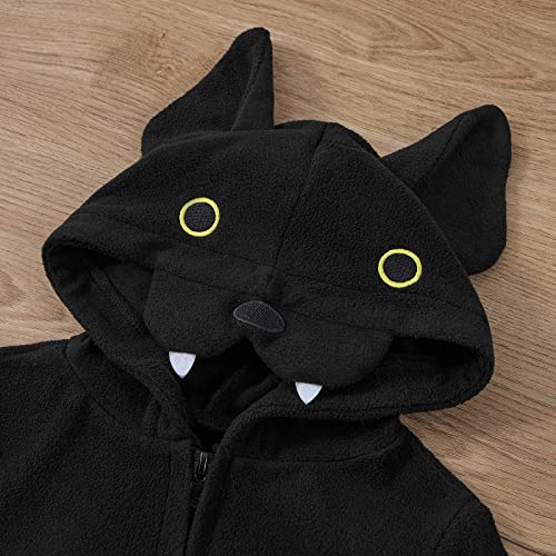 Weixinbuy Toddler Baby Boy's Girl's Halloween Costume Bat Style Cosplay Clothes Set Winter Outerwear Hooded Coat