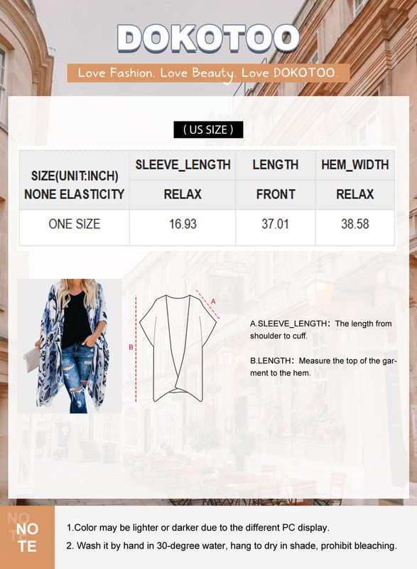 Dokotoo Womens Fashion Summer Beach Hawaiian Vacation Resort Wear Cruise Essentials Outfits Boho Clothes Beach Open Front Soft Printed Kimonos Bikini Set Swim Cover Up Swimwear Kimonos Outerwear