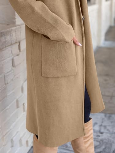 ANRABESS Women's Cardigan Long Sweater Oversized Open Front Knit Duster Coat 2024 Trendy Lady Fall Coatigan Outerwear 934shenxing-L Light Camel