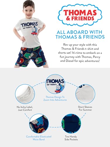 Thomas & Friends Boys Clothing Set | Thomas The Train Clothes for Boys | T-shirt and Shorts Boys Outfit | Grey 4