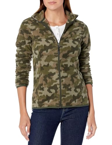 Amazon Essentials Women's Classic-Fit Full-Zip Polar Soft Fleece Jacket (Available in Plus Size), Green Camo, Large