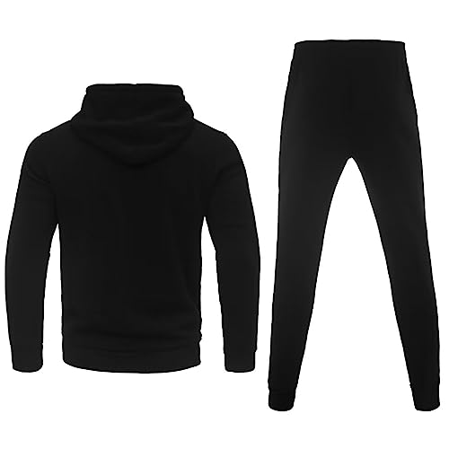 Megub men's tracksuit 2 pieces,Full zip fleece hoodies sweatsuit set for men casual warm outfits Athletic jogger suit outerwear(black,XL)