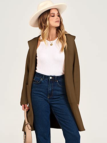 ANRABESS Women Cardigan Open Front Oversized Casual Knit Hoodie Sweater Coatigan Lady Coat 2024 Fall Trendy Outerwear 957kafei-L Brown
