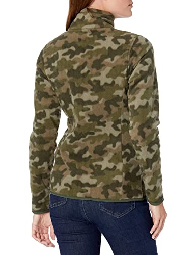 Amazon Essentials Women's Classic-Fit Full-Zip Polar Soft Fleece Jacket (Available in Plus Size), Green Camo, Large