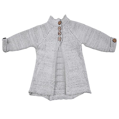 KONFA Girls Button Knitted Cardigan Sweater,Suitable for 1-8 Years Old,Autumn Winter Outerwear Warm Soft Pullovers Tops Clothes Set (7-8 Years Old, Beige)