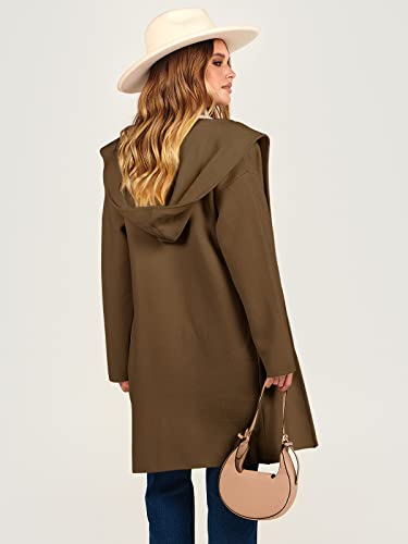 ANRABESS Women Cardigan Open Front Oversized Casual Knit Hoodie Sweater Coatigan Lady Coat 2024 Fall Trendy Outerwear 957kafei-L Brown