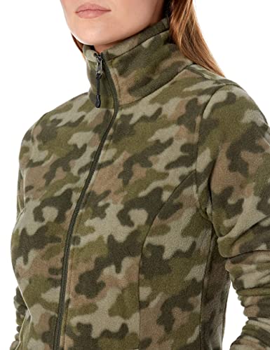 Amazon Essentials Women's Classic-Fit Full-Zip Polar Soft Fleece Jacket (Available in Plus Size), Green Camo, Large