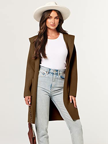 ANRABESS Women Cardigan Open Front Oversized Casual Knit Hoodie Sweater Coatigan Lady Coat 2024 Fall Trendy Outerwear 957kafei-L Brown