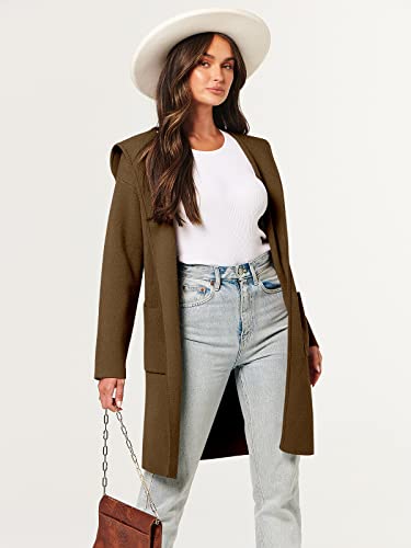 ANRABESS Women Cardigan Open Front Oversized Casual Knit Hoodie Sweater Coatigan Lady Coat 2024 Fall Trendy Outerwear 957kafei-L Brown
