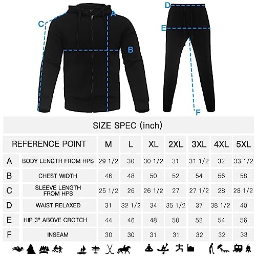 Megub men's tracksuit 2 pieces,Full zip fleece hoodies sweatsuit set for men casual warm outfits Athletic jogger suit outerwear(black,XL)