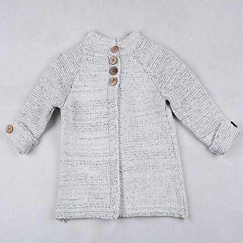 KONFA Girls Button Knitted Cardigan Sweater,Suitable for 1-8 Years Old,Autumn Winter Outerwear Warm Soft Pullovers Tops Clothes Set (7-8 Years Old, Beige)