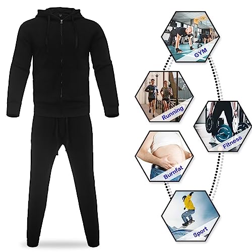 Megub men's tracksuit 2 pieces,Full zip fleece hoodies sweatsuit set for men casual warm outfits Athletic jogger suit outerwear(black,XL)