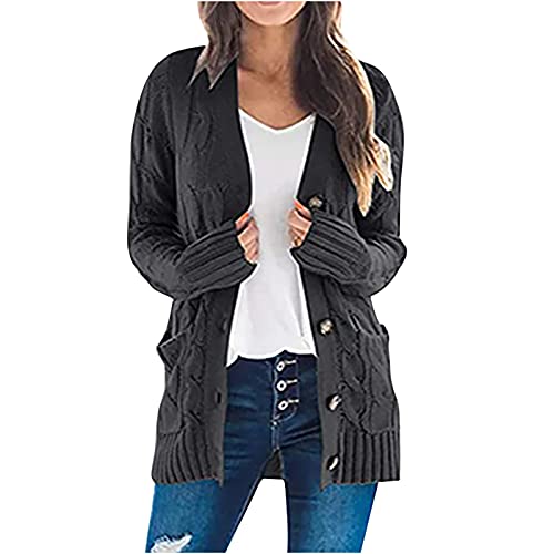 Black of Friday Deals 2023 Womens Women's Cardigan Chunky Open Front Button Sweaters with Pockets Loose Slouchy Oversized Fall Outerwear Coat Plus Size Sweater Set Black 5X