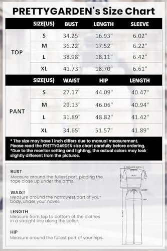 PRETTYGARDEN Women's Summer Knit 2 Piece Outfit Short Sleeve Crop Tee Tops Wide Leg Pants Set Tracksuit Loungewear (Black,Small)