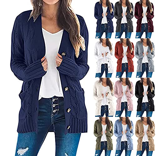 Black of Friday Deals 2023 Womens Women's Cardigan Chunky Open Front Button Sweaters with Pockets Loose Slouchy Oversized Fall Outerwear Coat Plus Size Sweater Set Black 5X