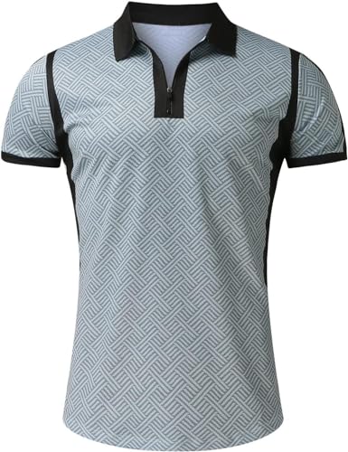 Mens Short Sets 2 Piece Outfits Short Sleeve Zipper Polo Shirts and Shorts Sets Classic Gym Workout Summer Tracksuits (B12,XXL)