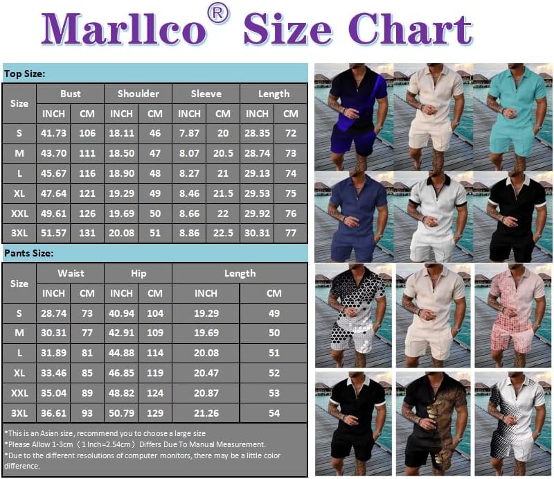 Mens Short Sets 2 Piece Outfits Short Sleeve Zipper Polo Shirts and Shorts Sets Classic Gym Workout Summer Tracksuits (B12,XXL)