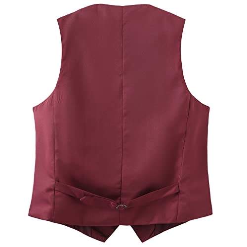 Gionforsy Mens Suit Vest 1920s Mens Vest Slim Fit Formal Business Gangster Waistcoat (US, Alpha, Medium, Regular, Regular, Winered)
