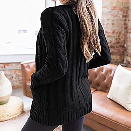 Black of Friday Deals 2023 Womens Women's Cardigan Chunky Open Front Button Sweaters with Pockets Loose Slouchy Oversized Fall Outerwear Coat Plus Size Sweater Set Black 5X