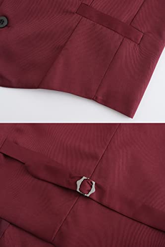 Gionforsy Mens Suit Vest 1920s Mens Vest Slim Fit Formal Business Gangster Waistcoat (US, Alpha, Medium, Regular, Regular, Winered)