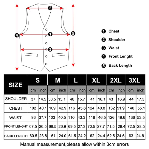 DiBanGu Mens Paisley Suit Vest Silk Jacquard Waistcoat and Necktie Set Formal Shawl Collar Dress Vest 7PCS for Wedding Party, Burgundy, Large