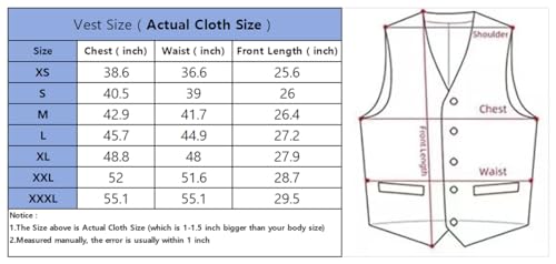 SevenBoy Men's Tweed Dress Vest Double Breasted Wool Suit Vest Vintage Waistcoat For Wedding(Black,L)