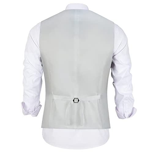 Lynerun Men's Suit Vest Formal Business Dress Vest for Men Slim Fit Dress Waistcoat Vest Solid Groom Wedding White Suit Waistcoat L