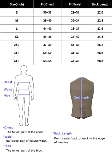 PJ PAUL JONES Mens Western Wool Tweed Suit Vest Herringbone Slim Fit Formal Vests Army Green L