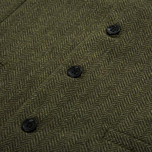 PJ PAUL JONES Mens Western Wool Tweed Suit Vest Herringbone Slim Fit Formal Vests Army Green L