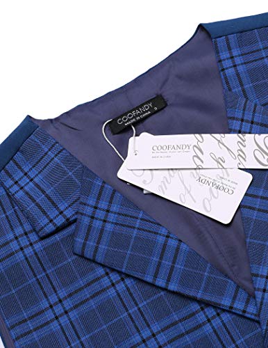COOFANDY Men's Vests Formal Slim Fit Casual Suit Vest Single Breasted Lapel Formal Business Dress Vest for Wedding, Blue, L