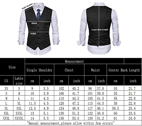 DONSON Mens Business Suit Dress Vests Slim Fit Formal Tuxedo Vest with Blue Striped Necktie, X-Large