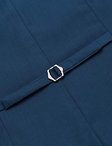COOFANDY Men's Vests Formal Slim Fit Casual Suit Vest Single Breasted Lapel Formal Business Dress Vest for Wedding, Blue, L