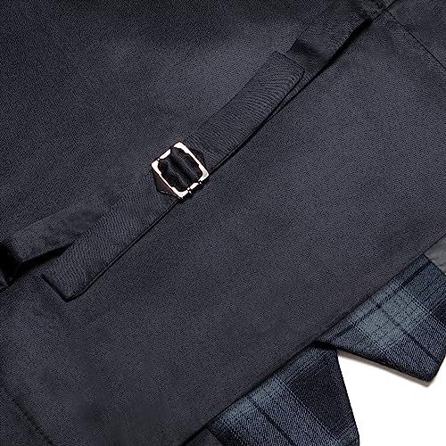 Hi-Tie Men's Suit Vest Sleeveless V-neck Single Breasted Formal Business Wedding for Tuxedo Dress Waistcoat,Black Gray,Large