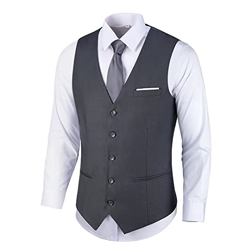 Formal Suit Vests for Men Mens Dress Vest Outerwear Dark Gray Men's Western Vests Sleeveless Jacket Vest Men Size S