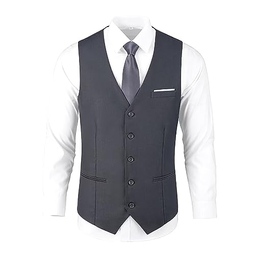 Formal Suit Vests for Men Mens Dress Vest Outerwear Dark Gray Men's Western Vests Sleeveless Jacket Vest Men Size S