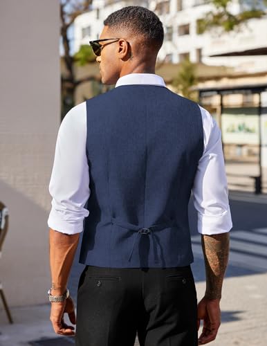 COOFANDY Men's Double Breasted Suit Vest Lightweight Waistcoat Slim Fit Dress Vest