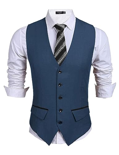 COOFANDY Men's Suit Vest Slim Fit Dress Vests Business Wedding Waistcoat