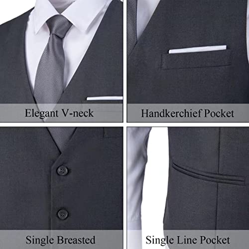 Formal Suit Vests for Men Mens Dress Vest Outerwear Dark Gray Men's Western Vests Sleeveless Jacket Vest Men Size S