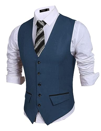 COOFANDY Men's Suit Vest Slim Fit Dress Vests Business Wedding Waistcoat