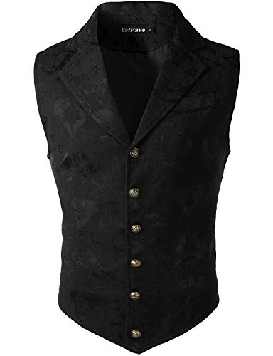 VATPAVE Mens Victorian Suit Vest Steampunk Gothic Waistcoat X-Large SU14 Black