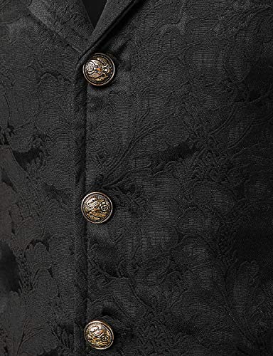VATPAVE Mens Victorian Suit Vest Steampunk Gothic Waistcoat X-Large SU14 Black