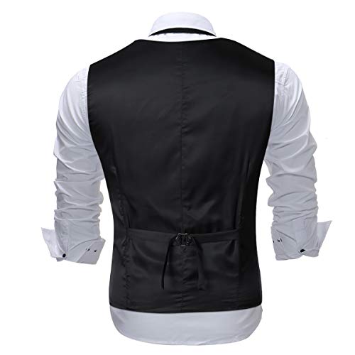 Cloudstyle Mens Single Breasted Vest Dress Vest Slim Fit Button Down Prom Formal Suit Vest Waistcoat,Floral - Silver,Small