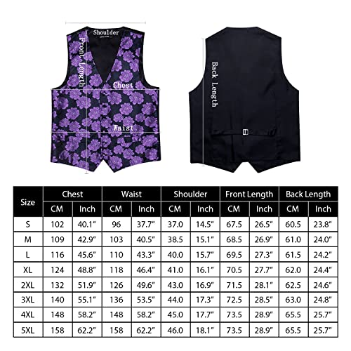 Barry.Wang Formal Men Dress Vest Matched Paisley Tie Set Suit Waistcoat Wedding 5PCS Light Purple