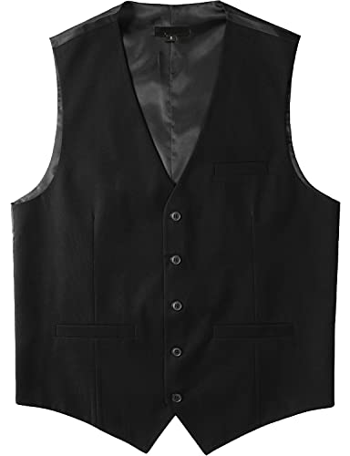 ZEROYAA Men's Hipster Urban Design 3 Pockets Business Formal Dress Vest for Suit Tuxedo ZLSV16 Black Small