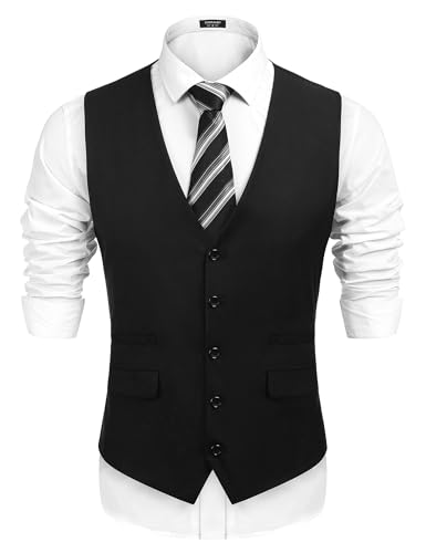 COOFANDY Mens Suit Vest Formal Dress Vest Slim Fit Buesiness Wedding Waistcoat