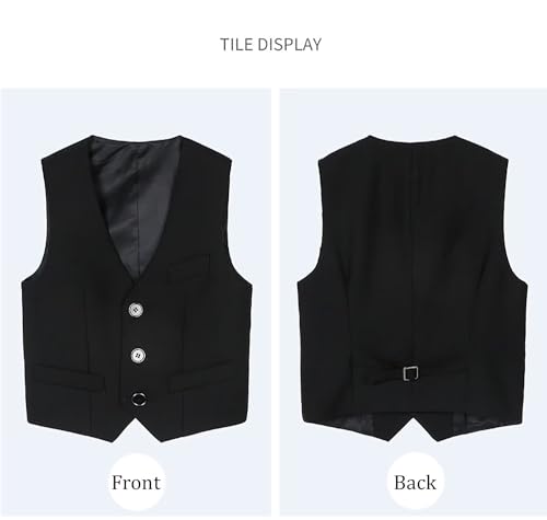 Fankeshi Boy's 4 Button Formal Suit Vest Black 4T